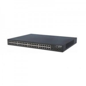 Intellinet switch: 48x 10/100/1000 RJ-45, 104 Gbps, 4x SFP, VLAN, SNMP, 440 x 335 x 44 mm, 4.2 kg - Zwart