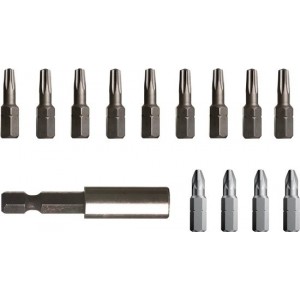 Wovar Bitset 14 delig - Torx en Pozidrive bits met magnetische bithouder