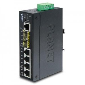 Planet switch: Industrial L2+ 4-Port 10/100/1000T + 2-Port 100/1000X SFP Managed Switch - Zwart