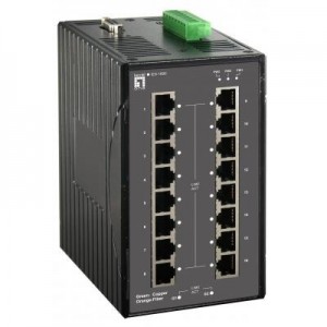 LevelOne switch: 18-Port Industrial L2 Managed Fast Ethernet Switch, DIN-Rail, 2 Ports Gigabit SFP/RJ45 Combo - Zwart