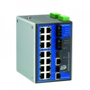 Moxa switch: Managed Gigabit Ethernet switch with 14x 10/100BaseT(X) ports, 2x 100BaseFX multi-mode ports SC, 2x combo .....