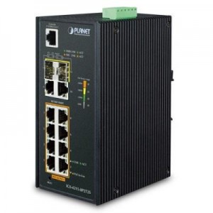 Planet switch: 10x 10/100/1000BASE-T RJ-45, 2x 1000BASE-SX/LX/BX SFP, PoE, 24 Gbps, 17.85 Mpps, IP30, 161x017x72 mm - .....