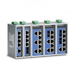 Moxa switch: 4x 10/100BaseT(X), 1x Single-mode SC Connector, MAC 1K, IP30, -40 - 75°C - Grijs