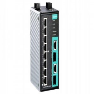 Moxa switch: 8+2G-port Gigabit PoE+ managed Ethernet switches with 8 IEEE 802.3af/at PoE+ ports - Zwart, Grijs