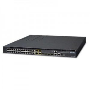 Planet switch: Layer 3 24-Port 10/100/1000T & 4-Port 10G SFP+ Stackable Managed Switch - Zwart