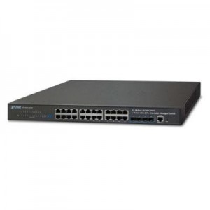 Planet switch: Layer 3 24-Port 10/100/1000T + 4-Port 10G SFP+ Stackable Managed Switch - Zwart
