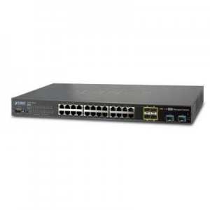 Planet switch: L2+ 24-Port 10/100/1000Mbps 802.3at PoE + 4-Port 10G SFP+, Managed, w / Hardware Layer3 IPv4/IPv6 Static .....