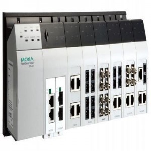 Moxa switch: 24+4G-port Layer 3 Gigabit modular managed Ethernet switch - Zwart, Zilver
