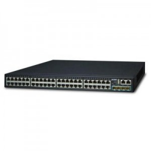 Planet switch: Layer 3 48-Port 10/100/1000T + 4-Port 10G SFP+ Stackable Managed Switch - Zwart