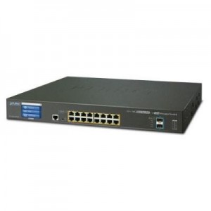 Planet switch: L2+ 16-Port 10/100/1000T 802.3at PoE + 2-Port 10G SFP+ Managed Switch, w / LCD Touch Screen (220W) - .....