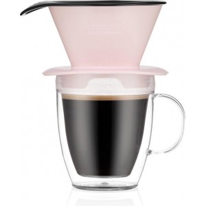 Bodum POUR OVER Koffie Druppel en Dubbele Muur Beker - 0,3 l - Aardbei