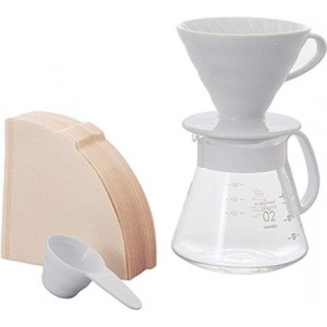 Hario V60 Set (Keramiek, Wit)