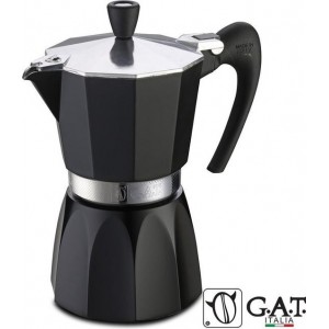 G.A.T. Italia Fashion Zwart Moka Percolator 6 kops - 300ml - Made in Italy