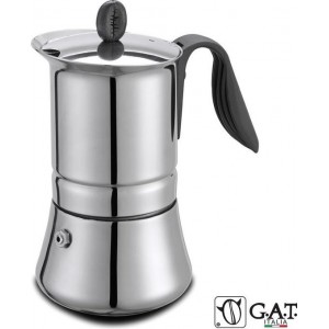 G.A.T. Italia Lady Inductie Moka Percolator RVS 4 kops - 200ml - Made in Italy