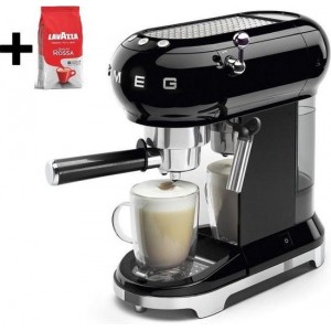 SMEG pistonmachine ECF01BLEU zwart + gratis Lavazza filterkoffie 500G