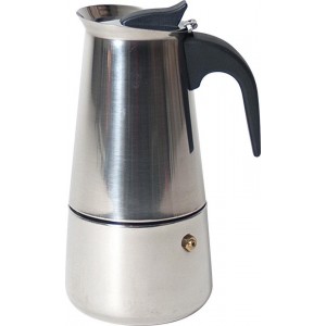 Espressomaker - 2 kops – Koffiepot - Klein - Zilver - Espresso op vuur – Koffie – 14x10x8cm