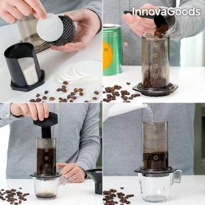 Innovagoods- handmatige Druk-Koffiezetmachine-koffiezetapparaat filterkoffie-Set-Zwart