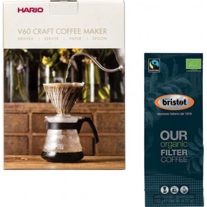 Hario V60 slow coffee kit + Bristot OUR Biologische Filter Koffie