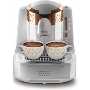 Arzum OKKA Turkish Coffee Machine| OK001WHITE| White & Gold |Turks Koffizetapparat - Wit & Goud - Full Automatic | 2 kopjes