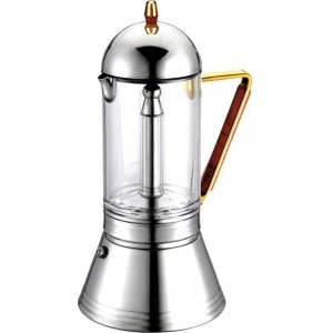 G.A.T. Italia Cristal Oro Percolator RVS+Glas 4-kops - ook voor Inductie - Made in Italy