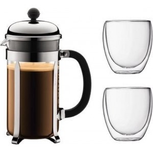 Bodum Chambord Cafetiere met Travelmug - 8 kops - 1.0 l - Zwart