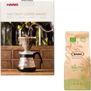 Hario V60 slow coffee kit + Bristot BIO 100% biologische koffie