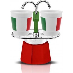 Bialetti Mini Express Tricolore met 2 kopjes - 2-kops