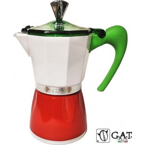 G.A.T. Italia Tricolore Moka Percolator 6 kops - 300ml - Made in Italy