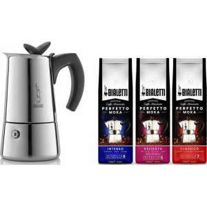 Bialetti Musa percolator inductie 4 kops + Bialetti koffie proefpakket 3 x 250gr