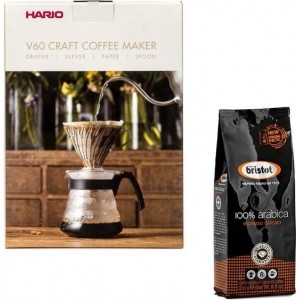 Hario V60 slow coffee kit + Bristot Diamante 100% Arabica gemalen koffie