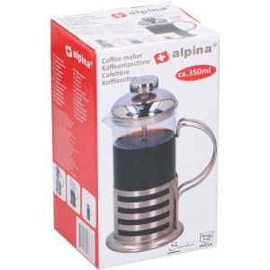 koffiezetter 350 ml RVS/glas 17,8 cm zilver/transparant