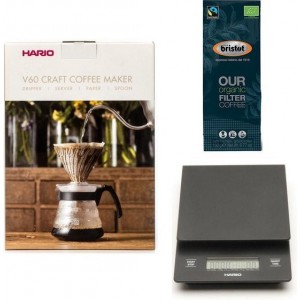 Hario V60 slow coffee kit + Hario V60 Weegschaal + Bristot OUR Biologische Filter Koffie