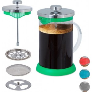 relaxdays koffiemaker glas - cafetiere - coffee maker - theemaker - 800 ml - kunststof groen