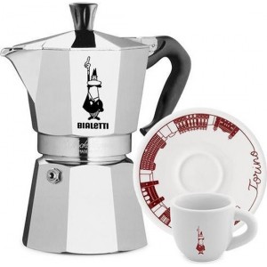 Bialetti Moka Express 4 kops + Torino espresso kop en schotel 2 stuks