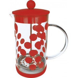 Zak!Designs DotDot Cafetière - Borosilicaatglas - Incl. Anti-slip Bodem - 1 Liter - Rood