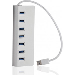 Aluminium 7 Poorts Super Speed USB 3.0 Hub - Zilver