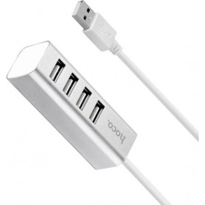 Hoco USB HUB met 4 poorten Zilver