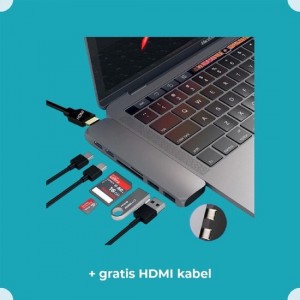 USB C hub 7 in 1 | Gratis HDMI kabel | HDMI, USB 3.0, USB C, SD kaart & Micro SD | Apple MacBook Pro