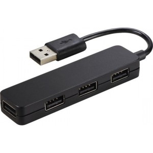 Hama USB-2.0-hub 1:4 "Slim", bus-powered, zwart