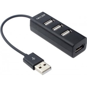 Ninzer® Mini USB Hub met 4 USB aansluitingen | Zwart