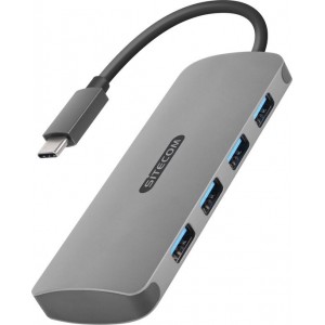 Sitecom USB-C Hub 4-port - USB-C naar 4x USB Hub - Grijs