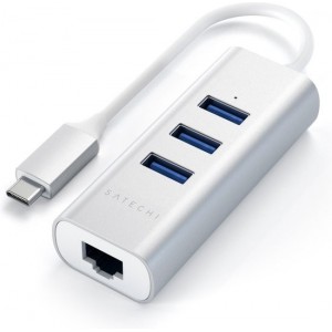 Satechi TYPE-C 3 Port USB 3.0 Hub & Ethernet - Zilver