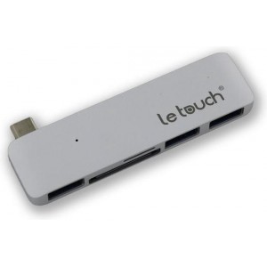 Le Touch USB-C Hub - 3x USB 3.0 poorten - Kaartlezer - Aluminium Zilver