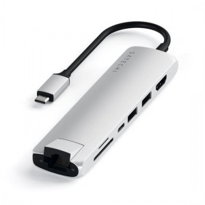 Satechi Type-C Slim Multiport Ethernet Adapter - Hub - Silver