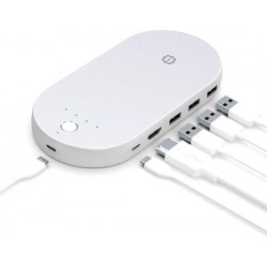 Urbo PowerHub 6-in-1 Macbook Type-C Port 3 USB 3.0 Poorten, 2 Type-C Poorten, 1 HDMI Poort, 5000 mAh Power Bank