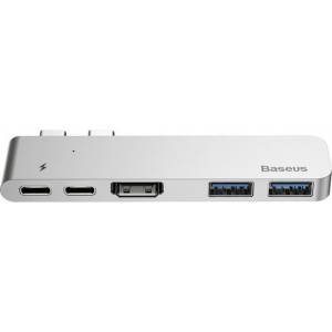 BASEUS Thunderbolt C+ Dual Type-C to USB3.0/HDMI/Type-C Female HUB Converter for MacBook Pro 2016/2017 - Space Grey