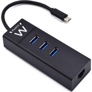 EWENT EW1141 USB-C Hub met 3xUSB-A en Gigabit netwerk poort