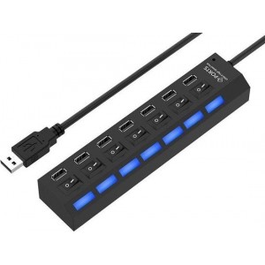 USB 2.0 HUB 7-poorten met aan / uit schakelaar en LED