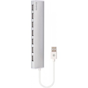 Cadyce USB naar 7x USB 2.0 Hub  Universeel  Stijlvol & Compact Design  Plug & Play Zilve