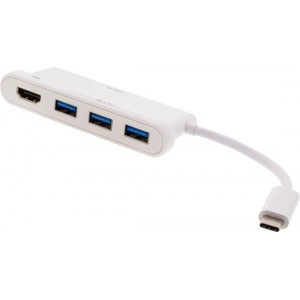 DELTACO USBC-HUB102 USB-C naar 4K UHD 60Hz HDMI en 3 x USB 3.1 Gen.1 Hub adapter wit